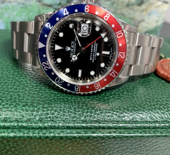 A vintage Rolex GMT with a Pepsi bezel in exceptional condition and complete 19