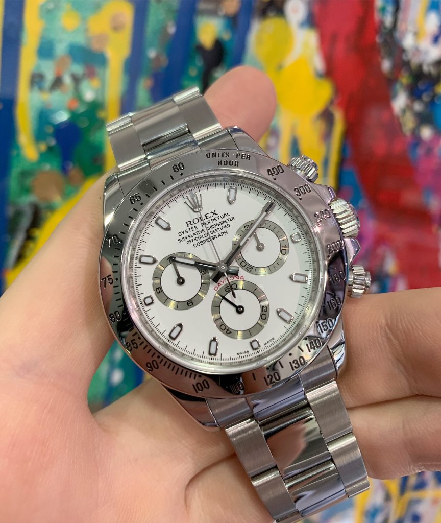 stainless steel rolex daytona white face