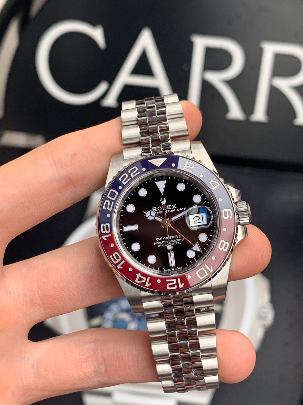 ROLEX GMT MASTER II 126710BLRO PEPSI Carr Watches