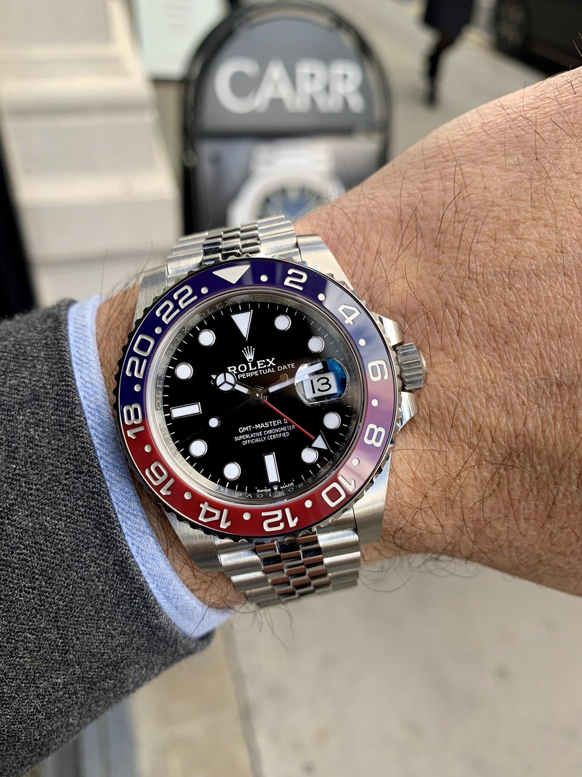 ROLEX GMT MASTER II 126710BLRO PEPSI Carr Watches