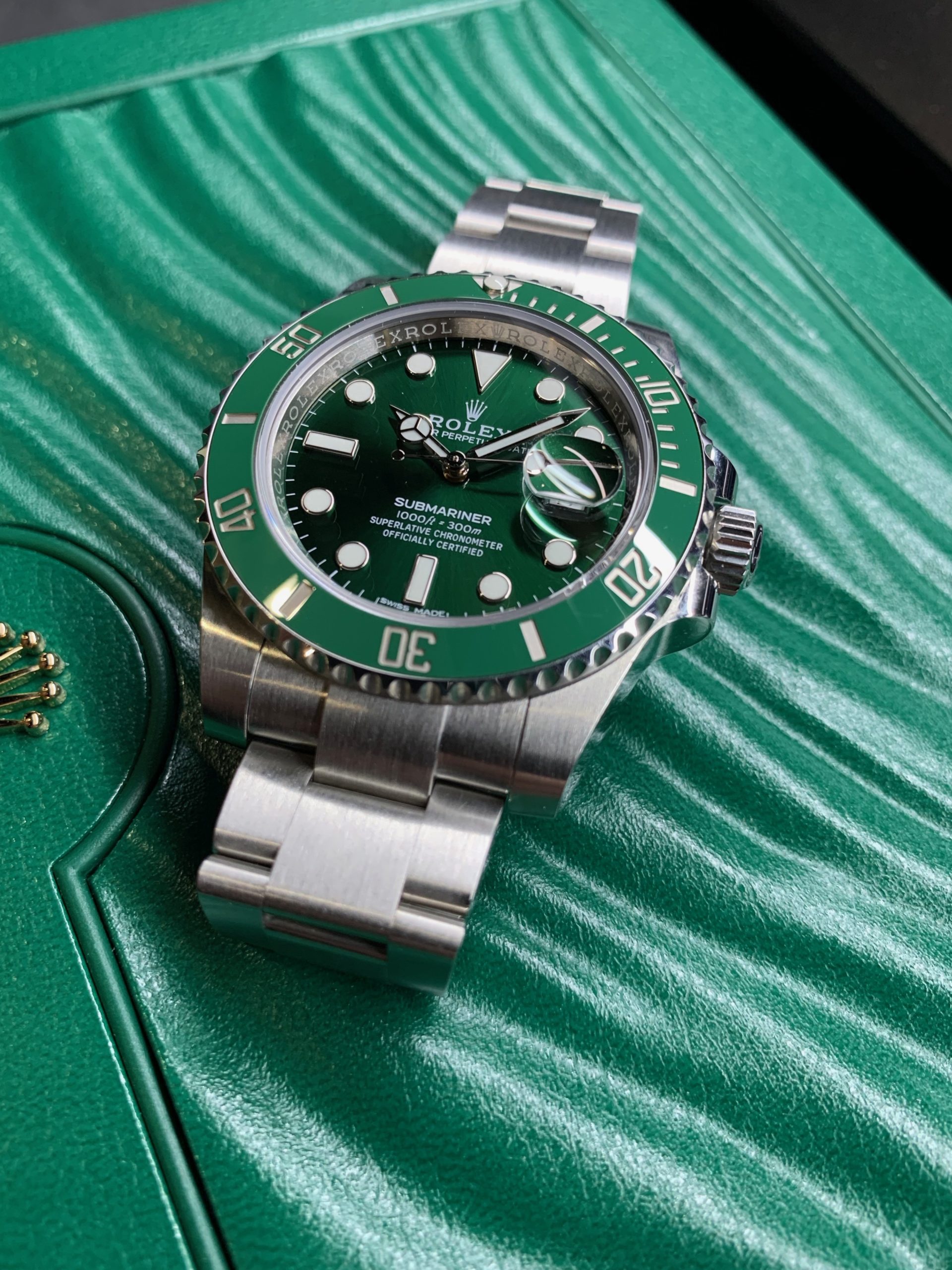 ROLEX HULK SUBMARINER GREEN DIAL AND BEZEL 116610LV Carr Watches