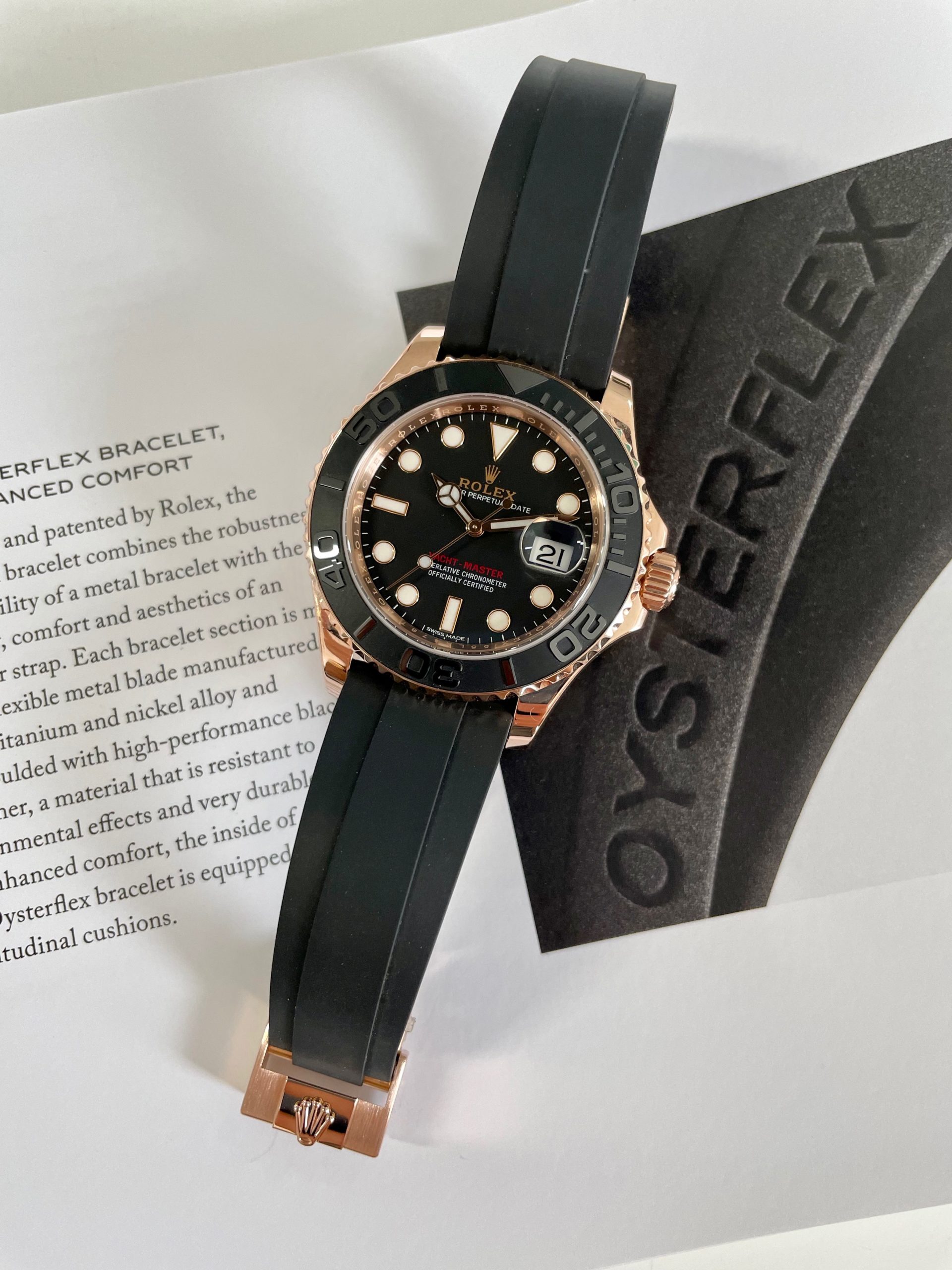 Rejse oplukker systematisk ROLEX ROSE GOLD YACHT-MASTER OYSTER-FLEX MODEL 116655 - Carr Watches