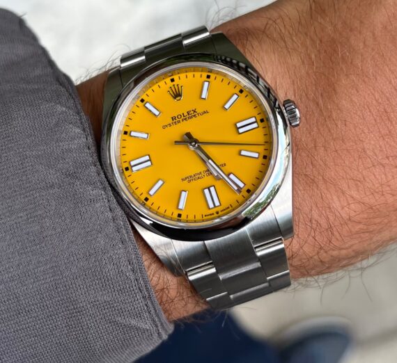 ROLEX OYSTER POERPETUAL YELLOW DIAL MODEL 124300